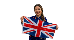 Nepali Girl with UK flag PNG