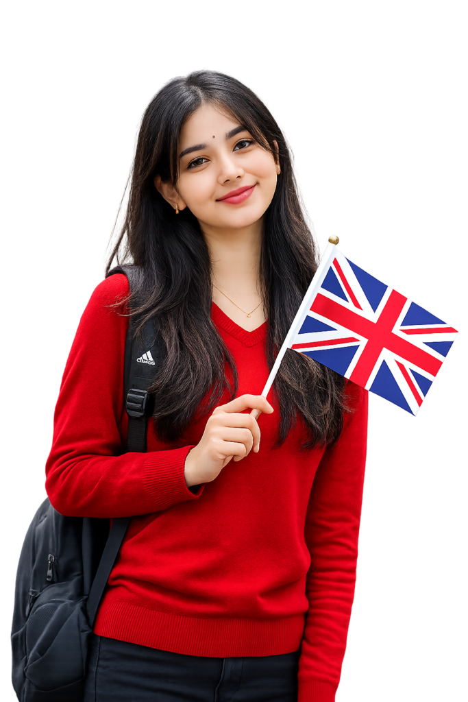Nepali Girl with UK Flag transparent PNG image