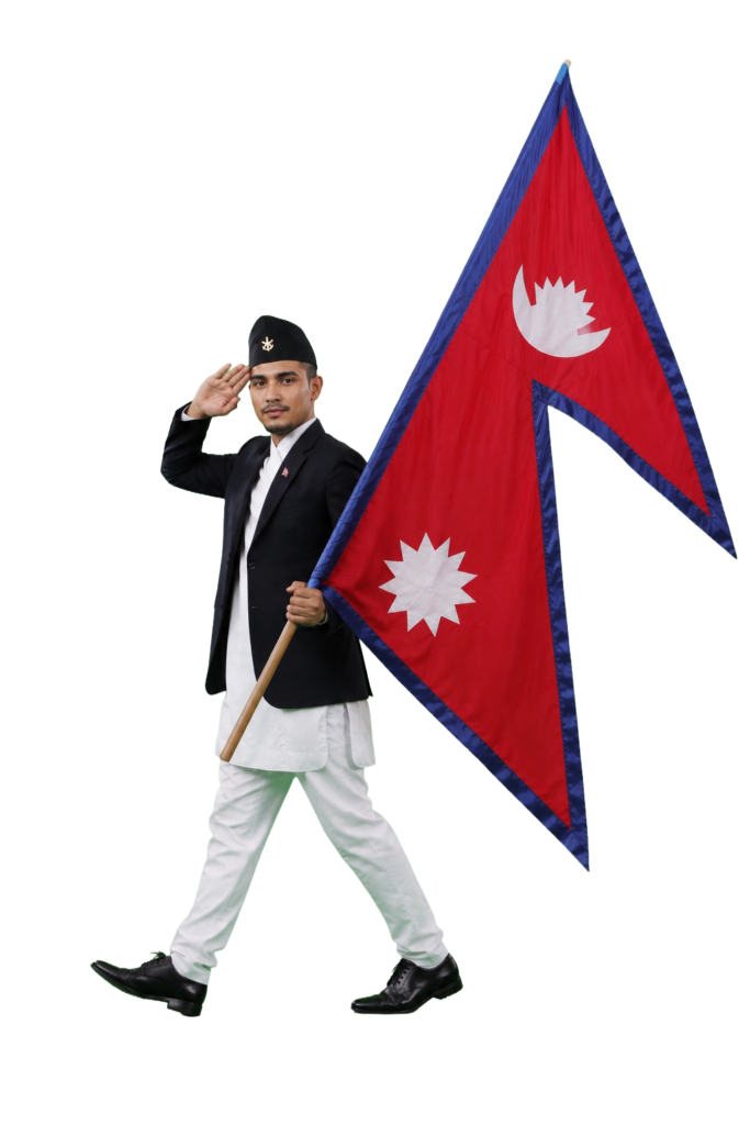 Man with Nepali Flag png transparent PNG