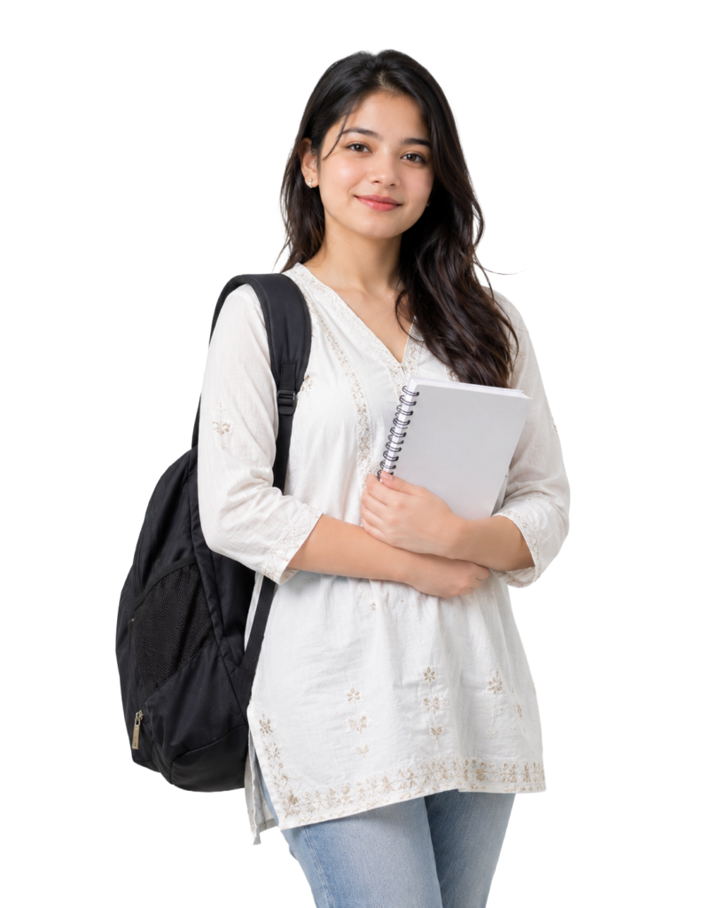 Cute University girl png transparent PNG image