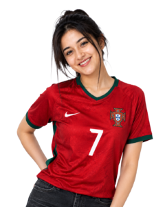 Girl wearing Portugal jersey png PNG