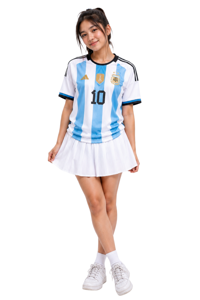 Girl with Argentina jersey png transparent PNG
