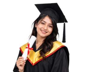 Girl with graduation dress png PNG