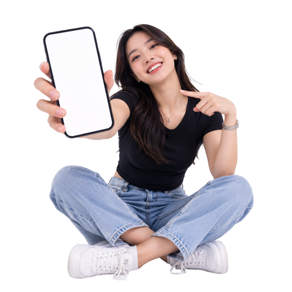 Nepali Girl Seating with Phone png transparent PNG