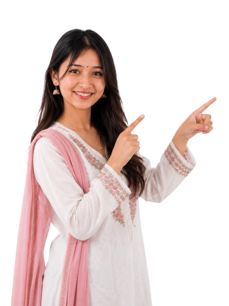 Nepali girl hand pointing png transparent PNG image
