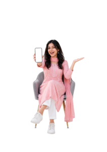 Nepali girl showing phone png PNG
