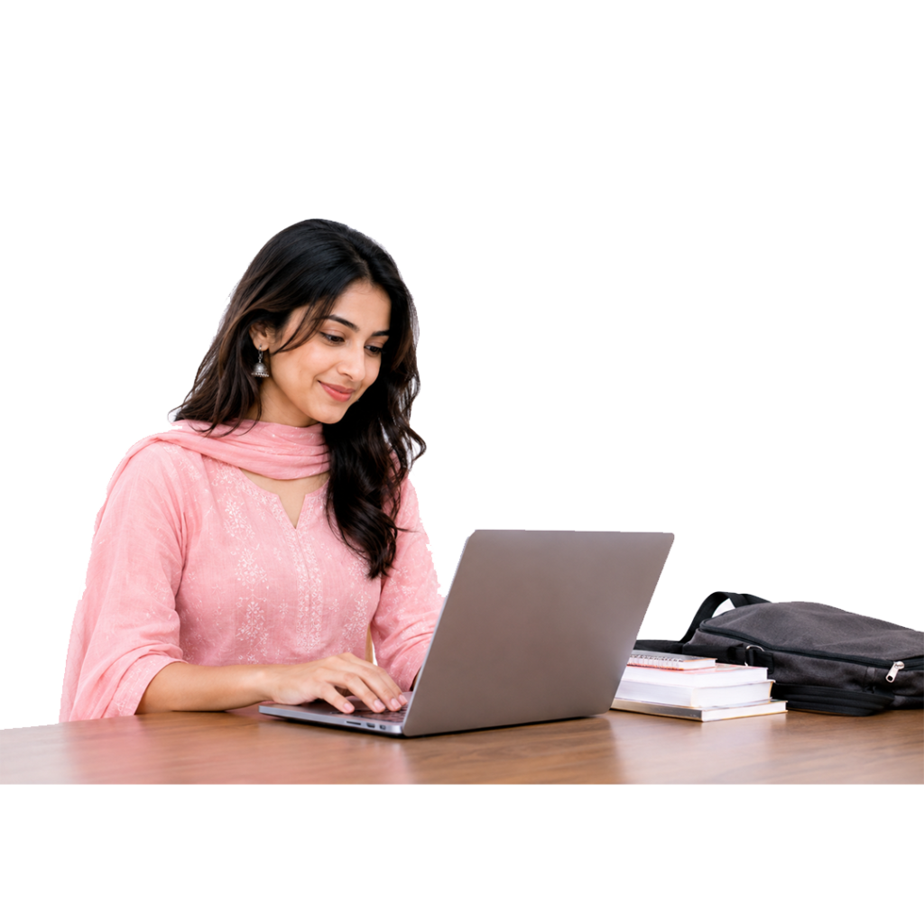 Nepali girl using laptop png transparent PNG