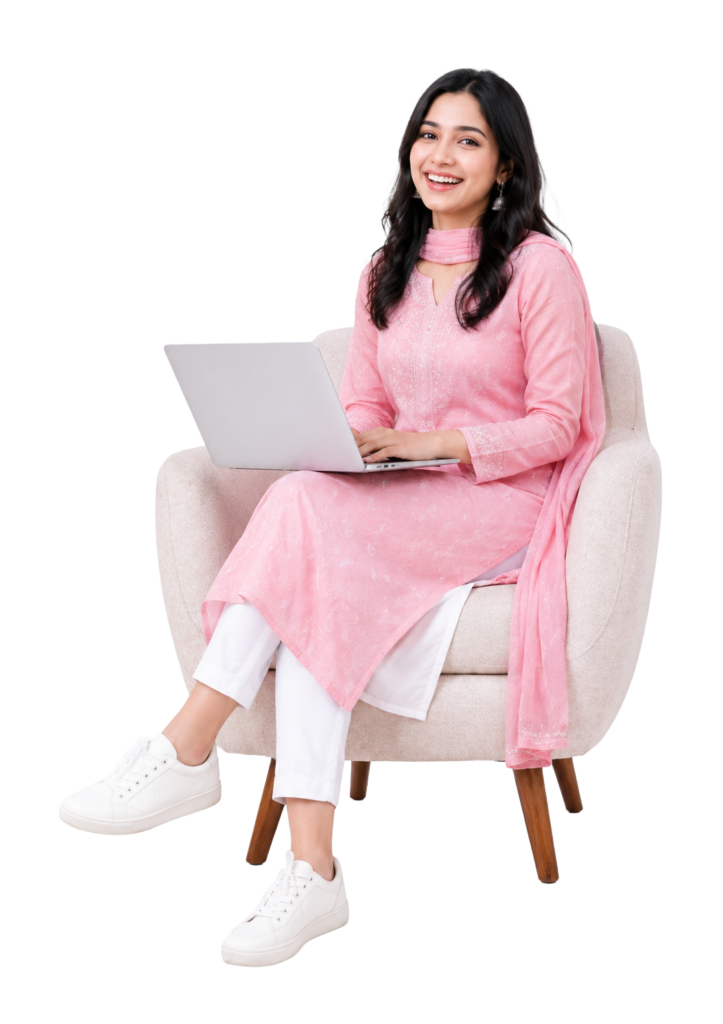 Nepali girl with laptop png transparent PNG