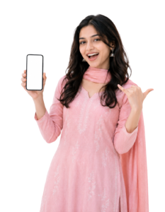 Nepali girl with phone png PNG
