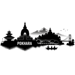Silhouette of Pokhara landmark png PNG