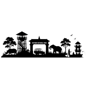 Silhouette of Chitwan landmark png PNG