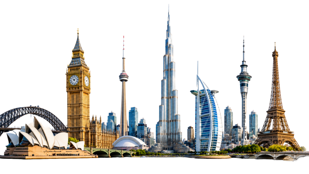 Study abroad different country landmark png transparent PNG image
