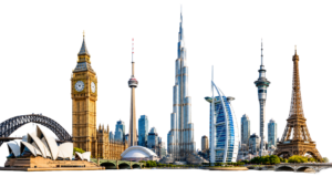 Study abroad different country landmark png PNG