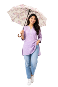 Cute Nepali Girl with umbrella png PNG