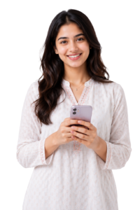 Nepali girl using phone png PNG
