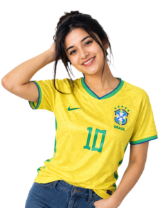 Girl Wearing Brazil jersey png PNG