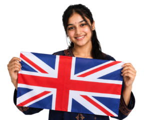 Girl With UK flag png PNG